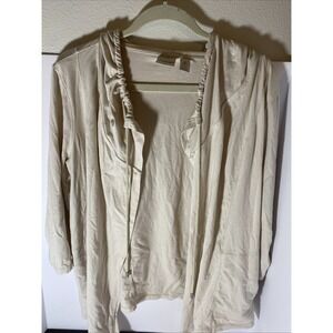 Z‎ energy By Chico Open Front Hoodie jacket Size 2-large Ivory H 1